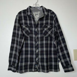 Kuhl Large Mens Plaid Cotton Flannel Pocket Front Button Down Casual Shirt Top